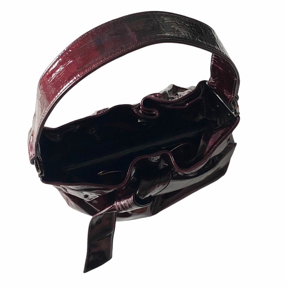 Kooba ❁ Bonnie Patent Leather Mini Bow Top Handle Handbag Bag ❁ Purple Merlot ❁ - Picture 12 of 17